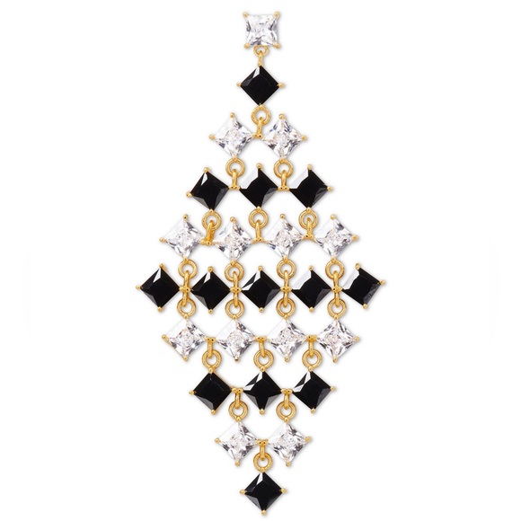 KATE SPADE NEW YORK Black and Clear Crystals Kaleidoscope Statement Earrings NEW - Picture 3 of 3